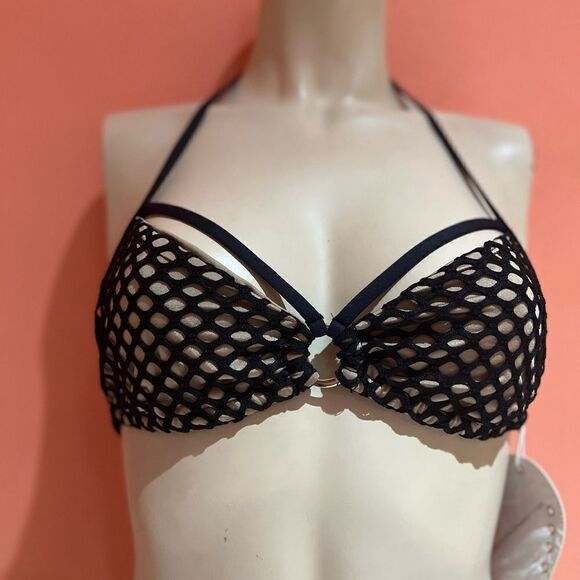 BEACH BUNNY NUDE/BLACK TRI TOP!! - Picture 1 of 6